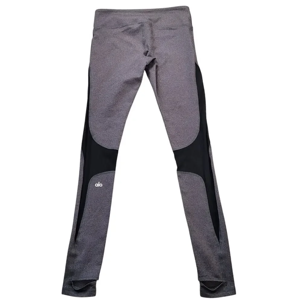 ALO Yoga Coast Leggings M Gray Mesh Stirrup Athleisure Y2K